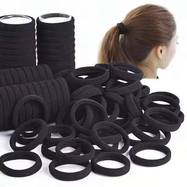 500pcs 4cm Black Rubber Band, Polyester Fiber (Polyester) Seamless High Elasticity Headband (Available In 1pc, 10pcs, 50pcs, 100pcs, 200pcs) Back To School Hair Accessories